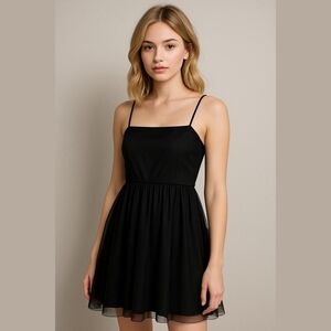 Forever 21 Elegant Black Spaghetti Strap Dress, Size Large, New